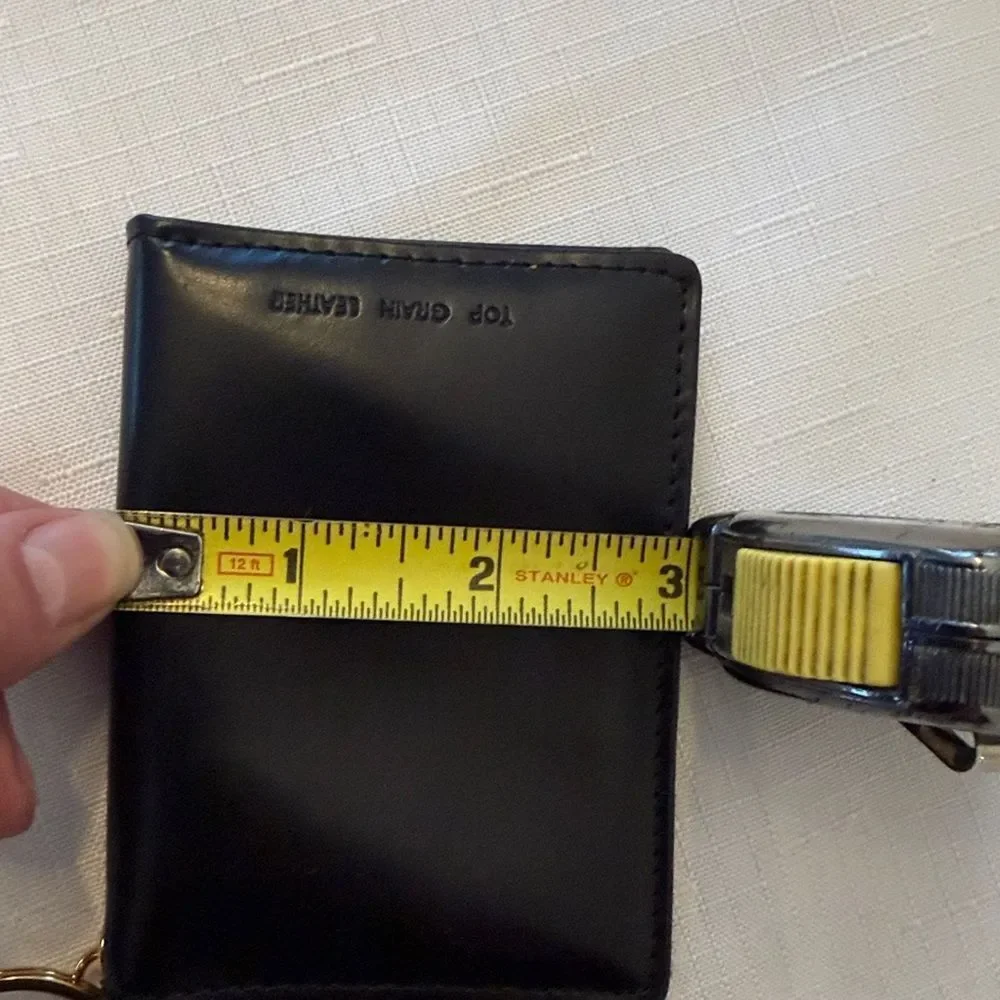 Black Leather Cardholder with Gold Keychain